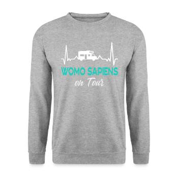 Womo Sapiens Wohnmobil Camping Freunde - Unisex Pullover - Weißgrau meliert - Vorne - Alina (178cm) & Michal (187cm)