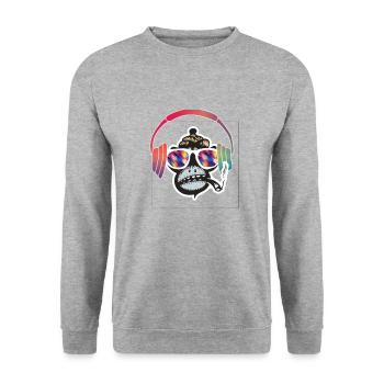 Techno Affe Rave DJ Music Electro Festival - Unisex Pullover - Weißgrau meliert - Vorne - Alina (178cm) & Michal (187cm)