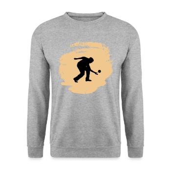 Boule Bocce joueur de pétanque - Sweat-shirt Unisexe - gris chiné - Devant - Alina (178cm) & Michal (187cm)