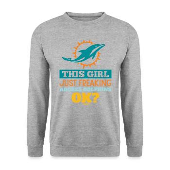 Fille aime les dauphins - Sweat-shirt Unisexe - gris chiné - Devant - Alina (178cm) & Michal (187cm)