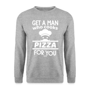 Pizzeria Pizza Baker Saying - Unisex Sweatshirt - salt & pepper - Front - Alina (178cm) & Michal (187cm)