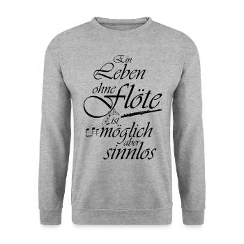 Flöte Querflöte Spielerin Orchester Instrument Mus - Unisex Pullover - Weißgrau meliert - Vorne - Alina (178cm) & Michal (187cm)