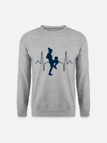Frau Muttertag Fußball Herzschlag - Unisex Pullover - Weißgrau meliert