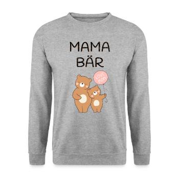 Mama Bär - Unisex Pullover - Weißgrau meliert - Vorne - Alina (178cm) & Michal (187cm)