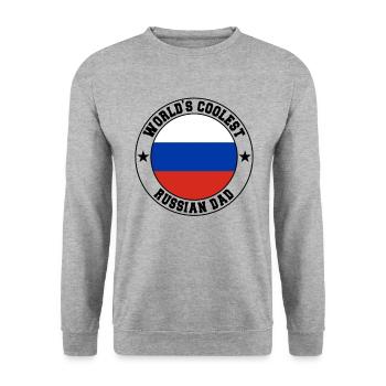 Worlds coolest russian dad - Unisex Pullover - Weißgrau meliert - Vorne - Alina (178cm) & Michal (187cm)