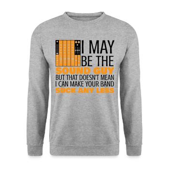 Je peux Le Son Guy Audio Engineer Music Record - Sweat-shirt Unisexe - gris chiné - Devant - Alina (178cm) & Michal (187cm)