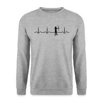 Coups de fil femme coeur rythme Archery girl arc - Sweat-shirt Unisexe - gris chiné - Devant - Alina (178cm) & Michal (187cm)