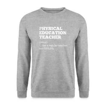 Pe teacher definition unicorn, Physical Education - Unisex Pullover - Weißgrau meliert - Vorne - Alina (178cm) & Michal (187cm)