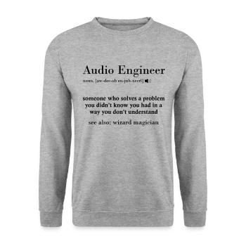 Audio Engineer Bedeutung Sound Engineer - Unisex Pullover - Weißgrau meliert - Vorne - Alina (178cm) & Michal (187cm)