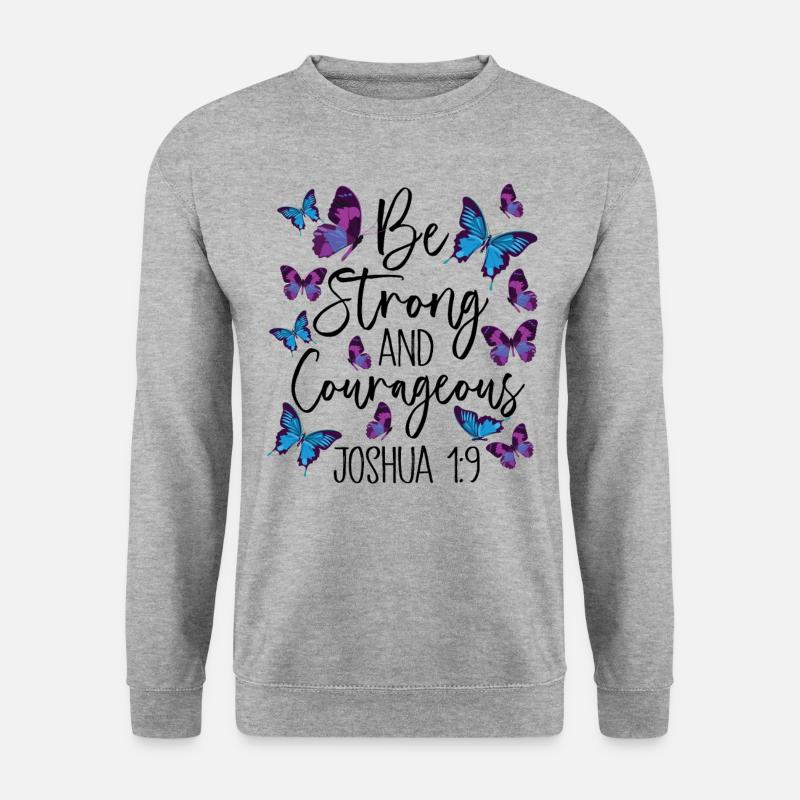Christlicher Bibelvers Religion Schmetterling - Unisex Pullover - Weißgrau meliert