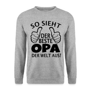 So sieht der beste Opa der Welt aus Vatertag Opi - Unisex Pullover - Weißgrau meliert - Vorne - Alina (178cm) & Michal (187cm)