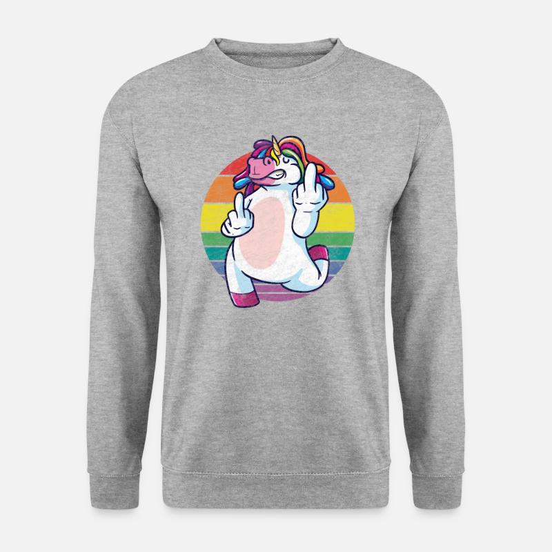 Lustiger Einhorn Spruch über Einhörner! - Unisex Pullover - Weißgrau meliert