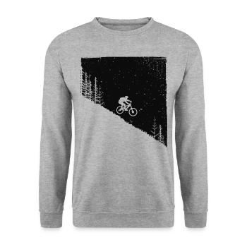 MTB Biker Berg abwärts Berge Bike Mountainbike - Unisex Pullover - Weißgrau meliert - Vorne - Alina (178cm) & Michal (187cm)