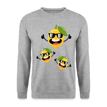 Lemon Face Lemon Funny Lemon Lemon - Unisex Sweatshirt - salt & pepper - Front - Alina (178cm) & Michal (187cm)