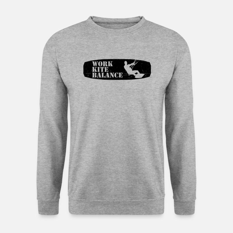 Kitesurfer Kite Work Balance Kiten Kitesurfen - Unisex Pullover - Weißgrau meliert