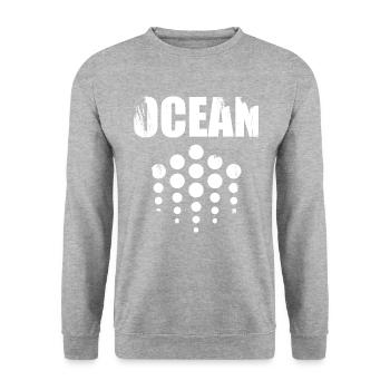Crypto Cryptocurrency Zeichen Ocean Geschenkidee - Unisex Pullover - Weißgrau meliert - Vorne - Alina (178cm) & Michal (187cm)