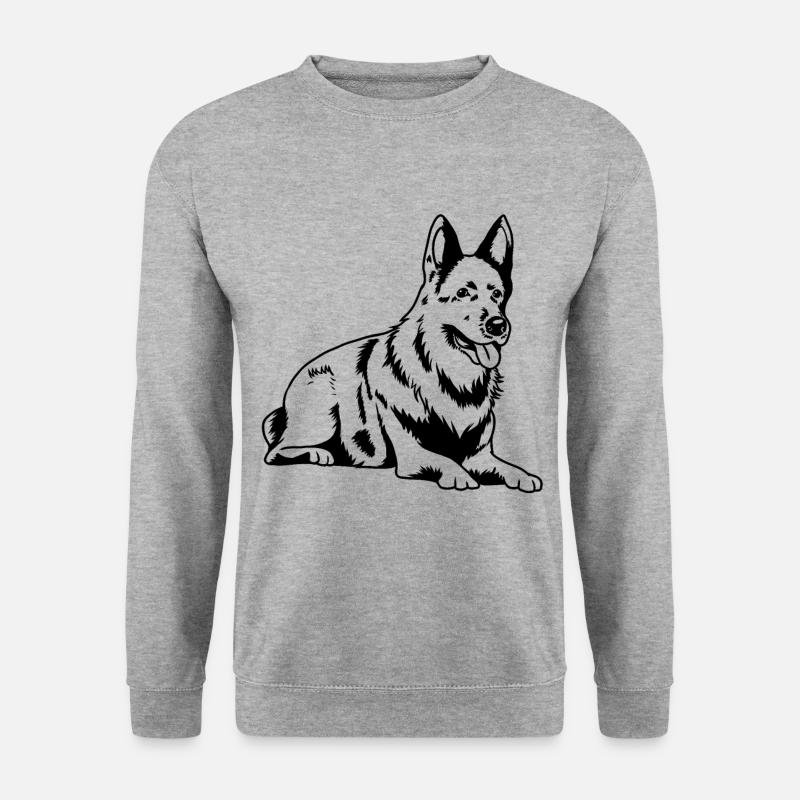 Schäferhund Silhouette Deutscher Schäferhund Hund - Unisex Pullover - Weißgrau meliert
