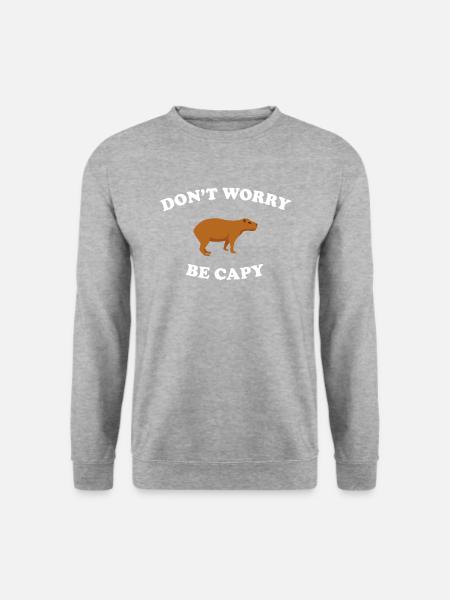 keine Sorge, capy, capybara - Unisex Pullover - Weißgrau meliert