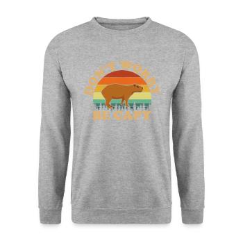 don't worry be capy, capybara - Unisex Sweatshirt - salt & pepper - Front - Alina (178cm) & Michal (187cm)