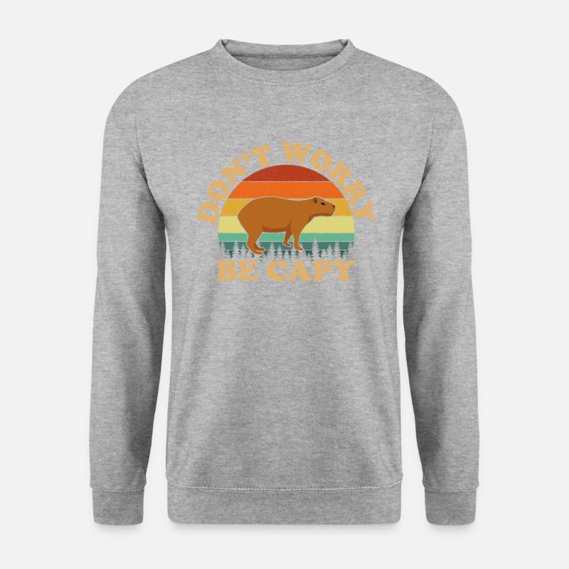 keine Sorge, capy, capybara - Unisex Pullover - Weißgrau meliert