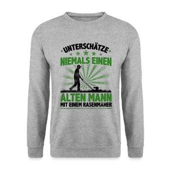 Gärtner Unterschätze Niemals Einen Alten Mann Mit - Unisex Pullover - Weißgrau meliert - Vorne - Alina (178cm) & Michal (187cm)