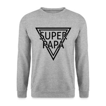 superpapa - Unisex Pullover - Weißgrau meliert - Vorne - Alina (178cm) & Michal (187cm)