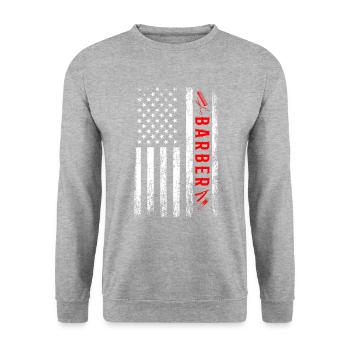 barber American Flag, haridresser barbershop - Unisex Pullover - Weißgrau meliert - Vorne - Alina (178cm) & Michal (187cm)