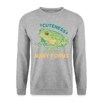 süßer Frosch Kinder Kröte - Unisex Pullover - Weißgrau meliert - Vorne - Alina (178cm) & Michal (187cm)