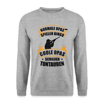 Tontaubenschießen Sportschützen Wurftaube Geschenk - Unisex Pullover - Weißgrau meliert - Vorne - Alina (178cm) & Michal (187cm)