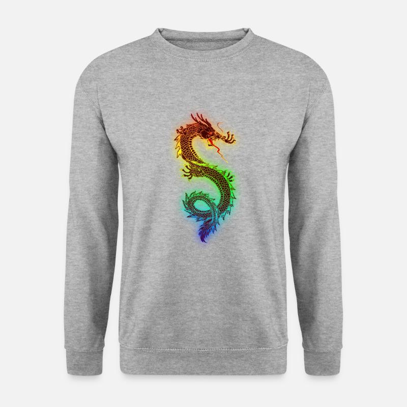 Kunst Drache - Unisex Pullover - Weißgrau meliert