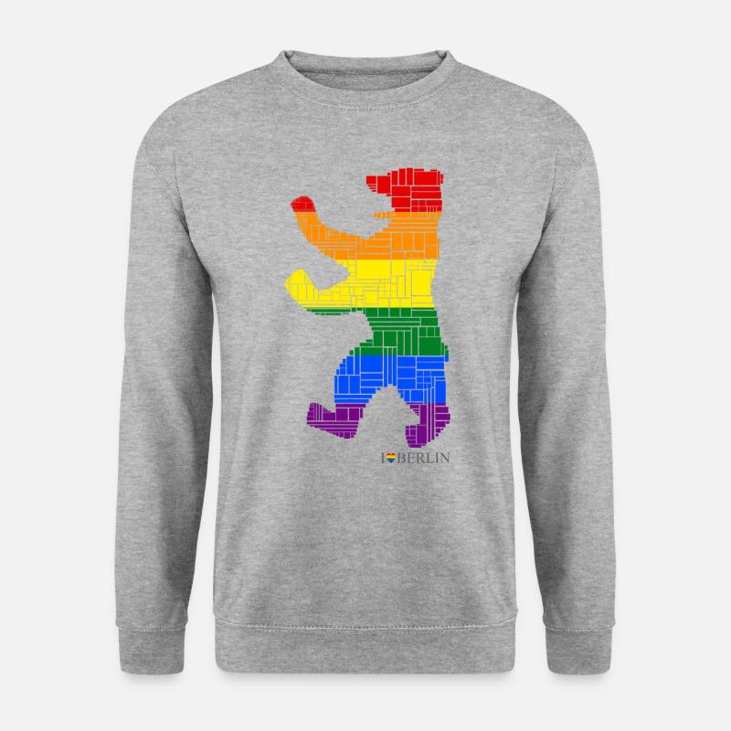 Berlin - Berliner Bär - I Love Berlin - Gay Pride - Unisex Pullover - Weißgrau meliert