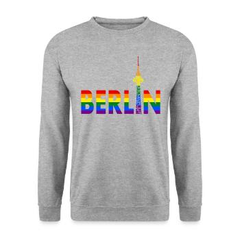 Berlin - Berliner Bär - I Love Berlin - Gay Pride - Unisex Pullover - Weißgrau meliert - Vorne - Alina (178cm) & Michal (187cm)