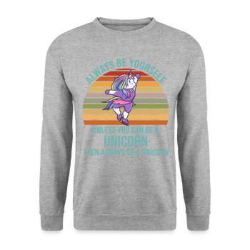 Always Be Yourself Einhorn Eislaufen Mädchen - Unisex Pullover - Weißgrau meliert - Vorne - Alina (178cm) & Michal (187cm)