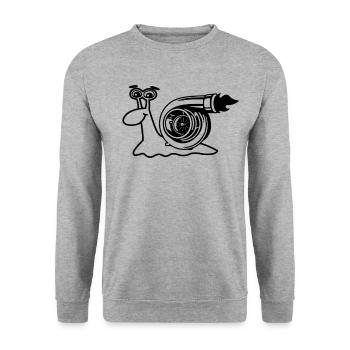 Turbo Snail Car Boosting Boost Racing Team - Unisex Sweatshirt - salt & pepper - Front - Alina (178cm) & Michal (187cm)