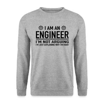 I Am An Engineer I'm Not Arguing Engineering - Sweat-shirt Unisexe - gris chiné - Devant - Alina (178cm) & Michal (187cm)