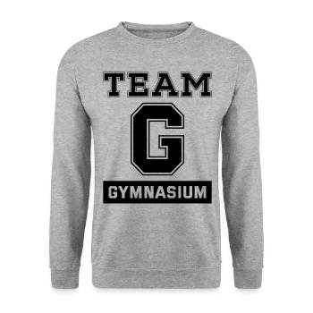 Vierte Klasse Team Gymnasium Weiterführend Abi Vie - Unisex Pullover - Weißgrau meliert - Vorne - Alina (178cm) & Michal (187cm)