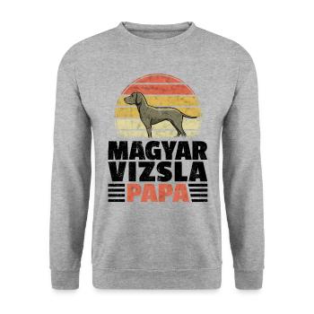 Magyar Vizsla Papa Vorstehhund Geschenk - Unisex Pullover - Weißgrau meliert - Vorne - Alina (178cm) & Michal (187cm)
