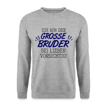 großer Bruder - Unisex Pullover - Weißgrau meliert - Vorne - Alina (178cm) & Michal (187cm)
