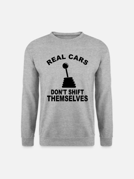 Real Cars Dont Shift Themselves - Car Drifting - Unisex Pullover - Weißgrau meliert