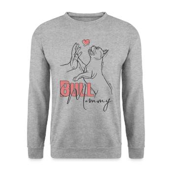 Bouledogue française Maman - Doux chien Design - Sweat-shirt Unisexe - gris chiné - Devant - Alina (178cm) & Michal (187cm)