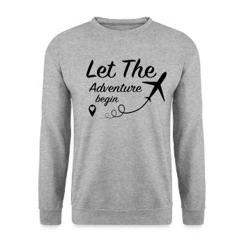 Let The Adventure Begin – Travel Airplane Travel - Unisex Sweatshirt - salt & pepper - Front - Alina (178cm) & Michal (187cm)