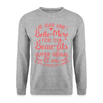 Belle-Maman Belle-Mère Maman-Bonus Fete Des Meres - Sweat-shirt Unisexe - gris chiné - Devant - Alina (178cm) & Michal (187cm)