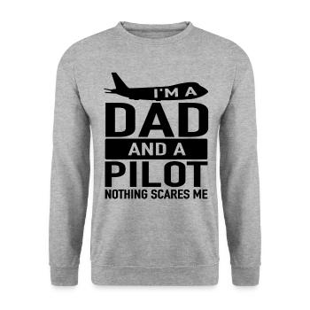 Pilot Dad Plane - Cargo Plane Pilot Papa - Unisex Sweatshirt - salt & pepper - Front - Alina (178cm) & Michal (187cm)