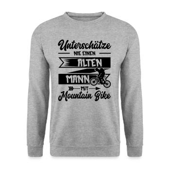 Downhill Alter Mann MTB Fahrrad Mountainbike - Unisex Pullover - Weißgrau meliert - Vorne - Alina (178cm) & Michal (187cm)