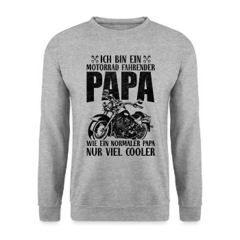 Motorrad Papa Biker Vater Geschenk - Unisex Pullover - Weißgrau meliert - Vorne - Alina (178cm) & Michal (187cm)