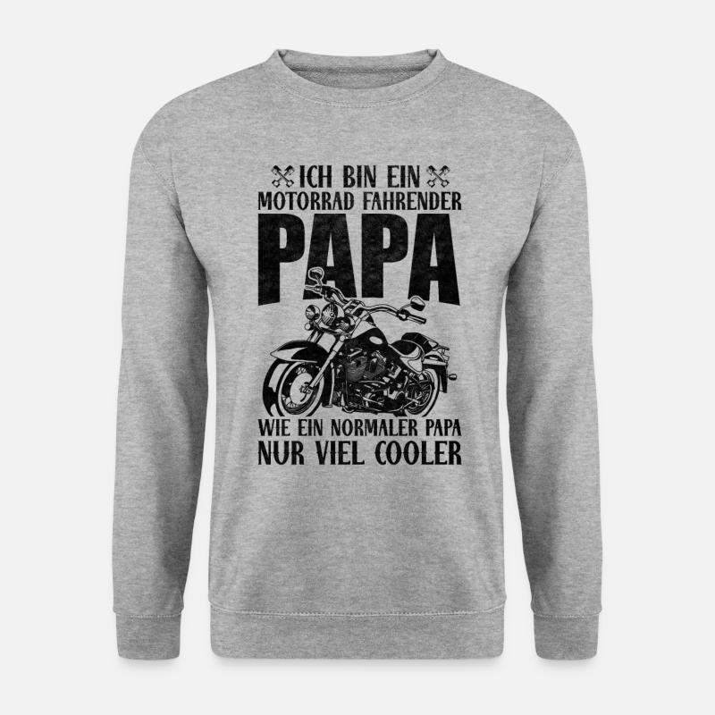 Motorrad Papa Biker Vater Geschenk - Unisex Pullover - Weißgrau meliert