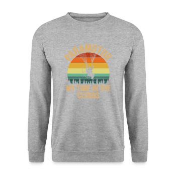 paramotorische Zeit in den Wolken Vintage, paramotor - Unisex Pullover - Weißgrau meliert - Vorne - Alina (178cm) & Michal (187cm)