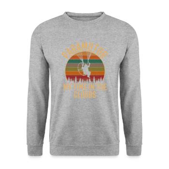 paramotorische Zeit in den Wolken Vintage, paramotor - Unisex Pullover - Weißgrau meliert - Vorne - Alina (178cm) & Michal (187cm)