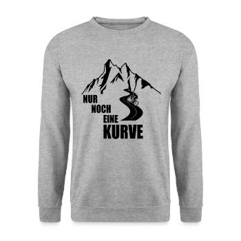 Lustiger Fahrrad Spruch Nur Noch Eine Kurve - Unisex Pullover - Weißgrau meliert - Vorne - Alina (178cm) & Michal (187cm)