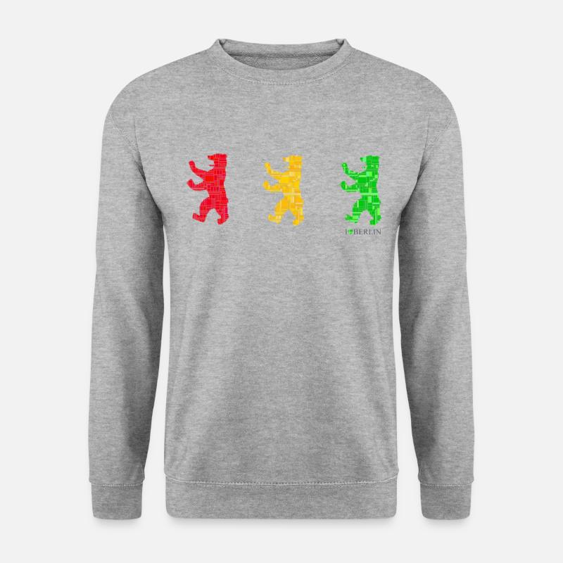 I Love Berlin - Berliner Bär - Bär Man Ampel - Unisex Pullover - Weißgrau meliert